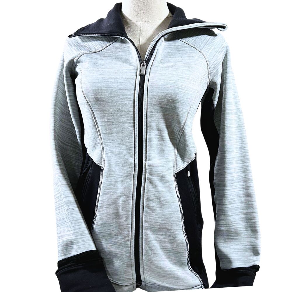 Athleta Hoodie Women S Gray Black Full Zip Performance Jacket Athleisure